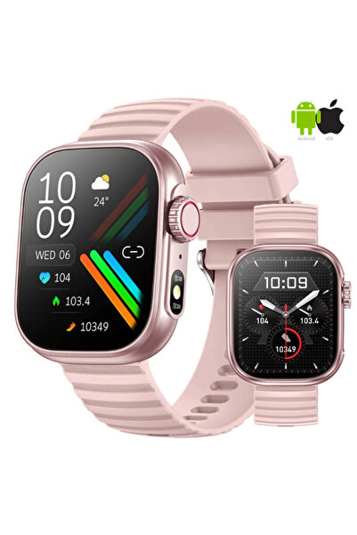 Zenark ® Z9 LITE, 4K IPS Screen, Flashlight, Heart, Sleep, Breathing, Blood Pressure, Temperature, SpO2, Pink