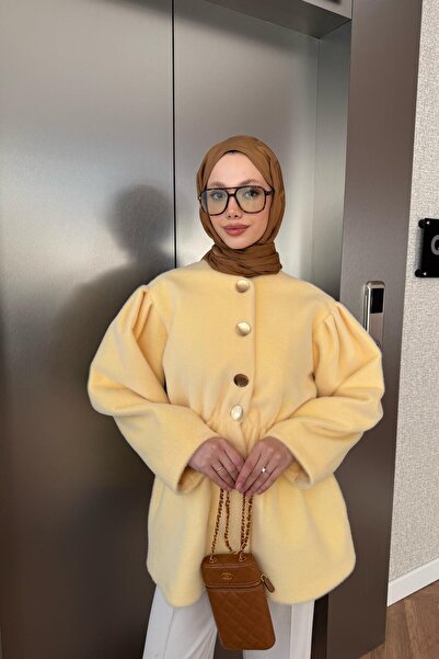 QUQA Beli Lastikli Goldfox Ceket - Sarı