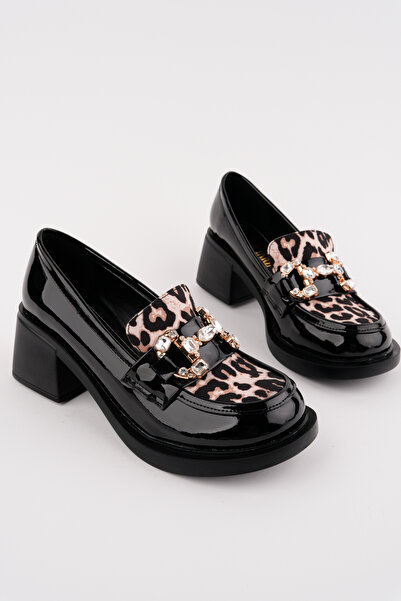 Madam Tarz Smr-14997 Thick Heel Leopard Pattern Loafer