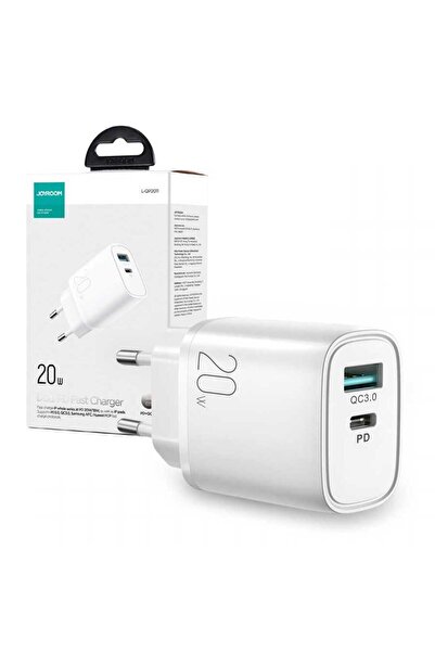 Joyroom Φορτιστής (L-QP2011) Δικτύου, 20W, 1xUSB-C, 1xUSB-A, PD, QC 3.0, Λευκό
