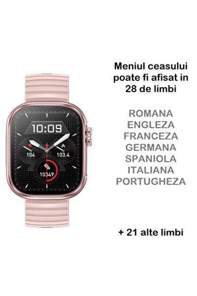 Zenark ® Z9 LITE, 4K IPS Screen, Flashlight, Heart, Sleep, Breathing, Blood Pressure, Temperature, SpO2, Pink