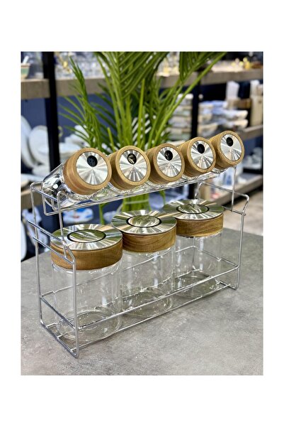 AROW Axel 9 Bamboo Glass Spice Set with Stand