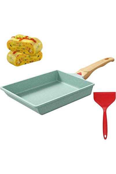 Saharaz Japanese Omelette Pan, with Silicone Spatula, for Kitchen Baking Cook...