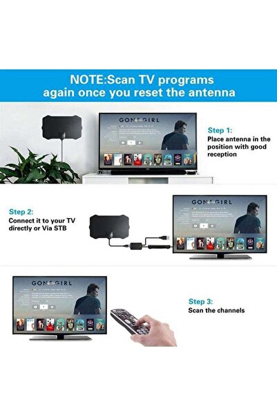 Generic 120 Miles Antenna Digital HDTV Indoor HD TV Antenna with Amplifier Signal Booster