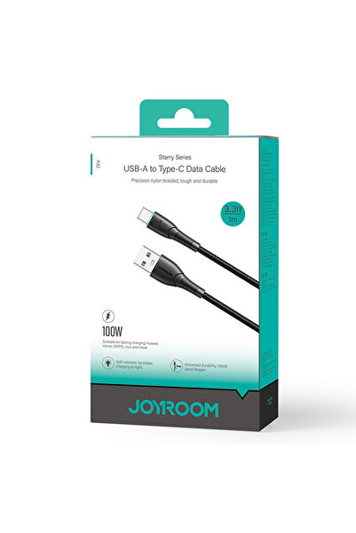 Joyroom Data and Charging Cable (SA32-AC6), USB-A to USB-C, 100W, 3A, 1m, Black