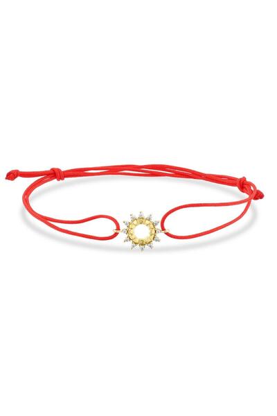 Koçak 14 Ayar Taşlı Tasarım Güneş Altın İpli Bileklik