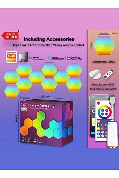 Arabest Smart Hexagon RGBIC Light Panels,with APP & Remote Control Wall Lights Gift for Home Decor(10 Pack)