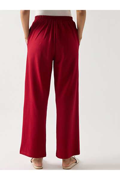 Femmella By Styli Red Cotton Knit Straight Fit Pants