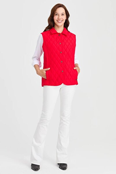 Nazen Giyim Quilted Red Women's Vest 21437-2K5