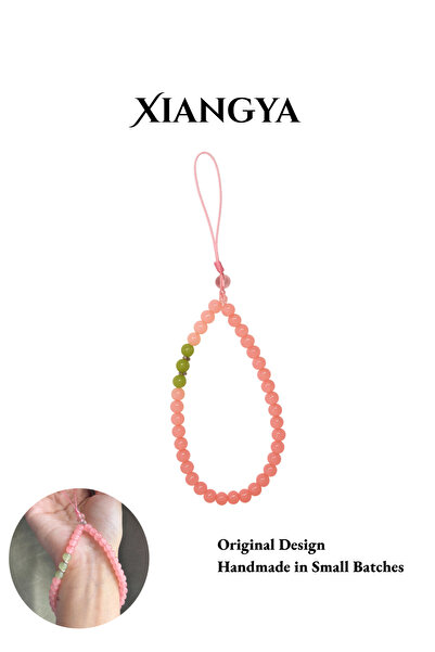 XIANGYA سحر حزام الهاتف مع حبات اليشم الزجاجية الكريستالية على شكل بطيخ وردي،