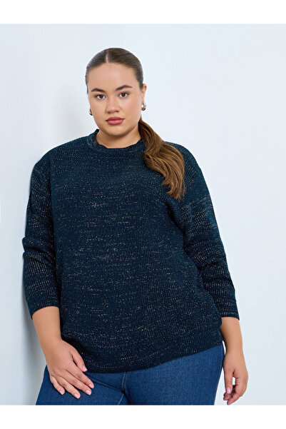Styli Plus Size Regular Fit Lurex Knit Sweater