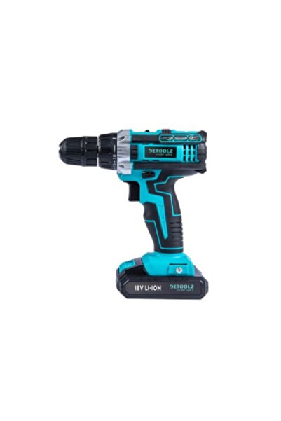 DETOOLZ Cordless Drill/Screwdriver with 2 Li-Ion Batteries 18V, Carry Case, 1450 RPM, 1.3Ah