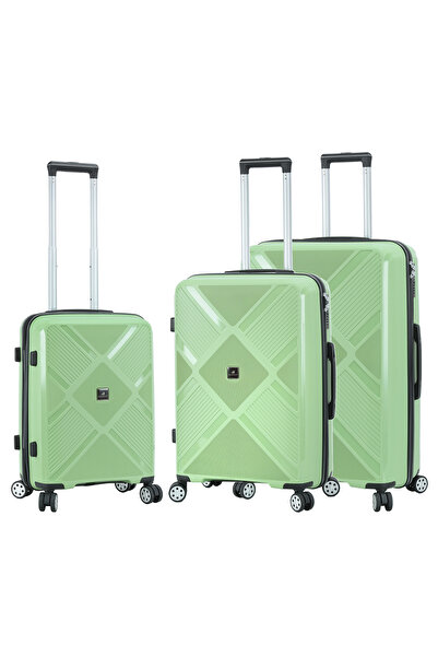 Madisson Set troler SW53103, polipropilenă, 1 bagaj de cabină și 2 bagaje de cală, încuietoare, 4 roți rotative la 360°, verde