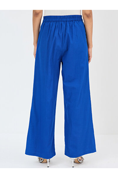 Femmella By Styli Royal Blue Cotton Straight Fit Pant