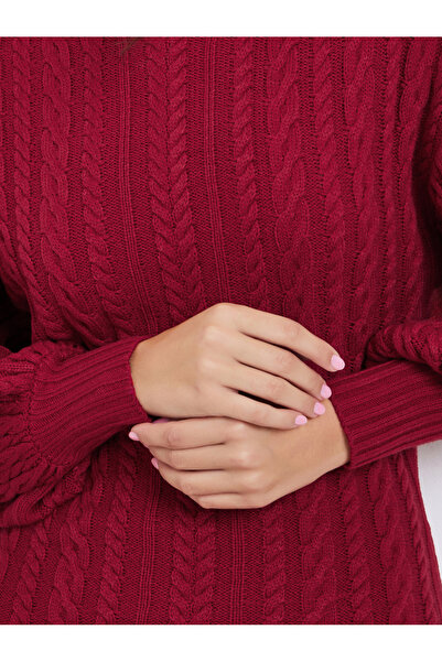 Styli Red Cable Knit Sweater Midi Dress