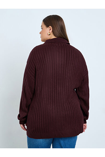 Styli Plus Size Regular Fit Ribbed Knit Sweater