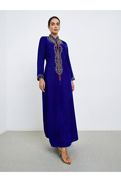 Maxim Creation By Styli Premium Velvet Jalabiya with Colorful Crystal Embroidery Stones