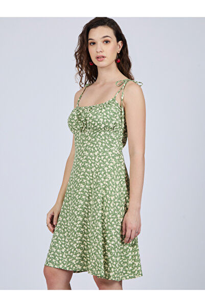 Outzidr By Styli Green Floral Strappy Mini Dress