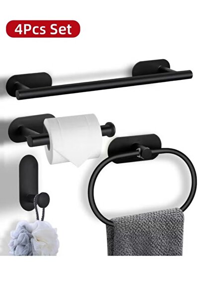 Generic Bathroom Organizer Rack Set Includes Towel Bar Toilet Paper Holder Towel Ring Hook Robe & Towel Hook