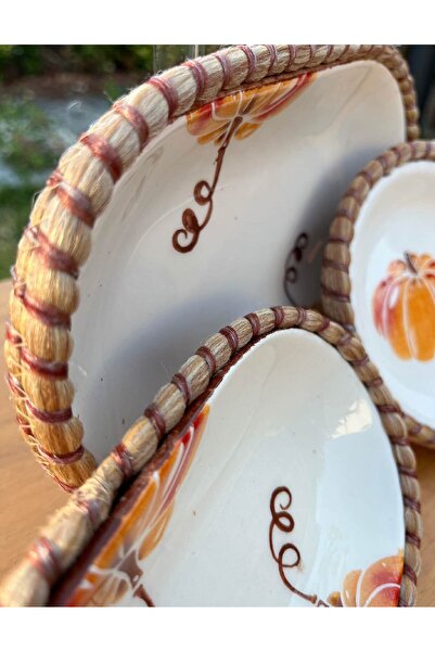 home inn Handmade Presentation Bowl Set |   Stain-Resistant |   Wicker Look Rope Edge Design – Presentation Set of 3