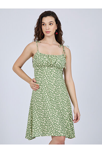 Outzidr By Styli Green Floral Strappy Mini Dress