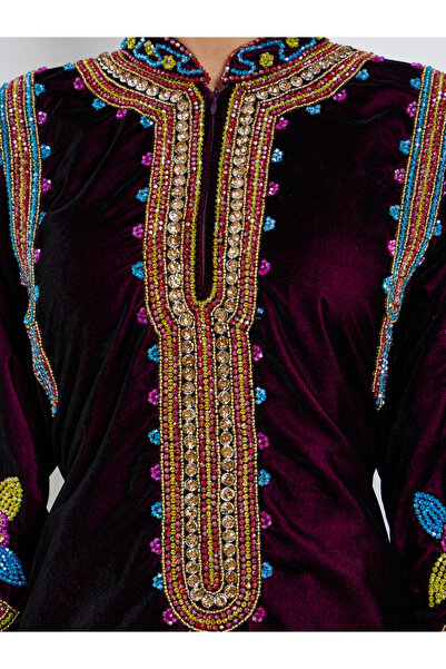 Maxim Creation By Styli Premium Velvet Jalabiya with Colorful Crystal Embroidery Stones