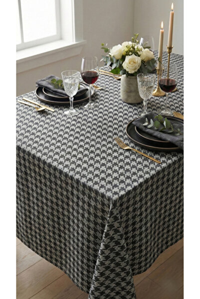 shopshop Gray Black Crow's Feet Patterned Decorative Large Size Tablecloth