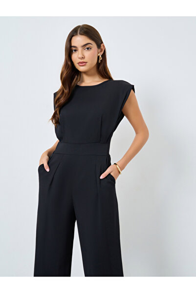 Take Two By Styli Solid Fitted Waist Wide Leg Jumpsuit