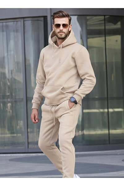 YAKAMEL ERKEK OVERSİZE KALIN KIŞLIK KİREMİT EŞFOMAN TAKIMI