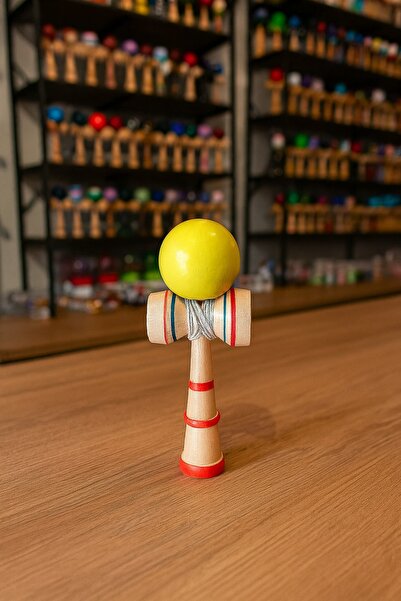 Inovius Kendama din lemn, Model Colorat, 18cm- DKEND3020