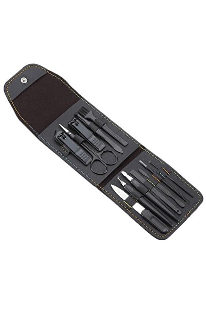 POMAMZ Trusă de manichiură și pedichiură, 12 piese, oțel inoxidabil, carbon n...