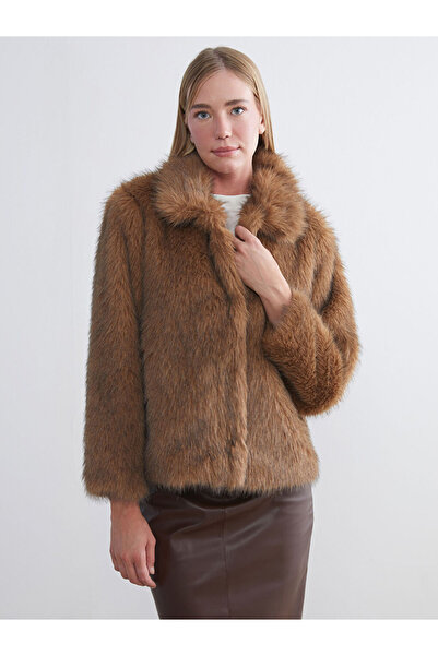 LC Waikiki Shirt Collar Women Faux Fur Coat