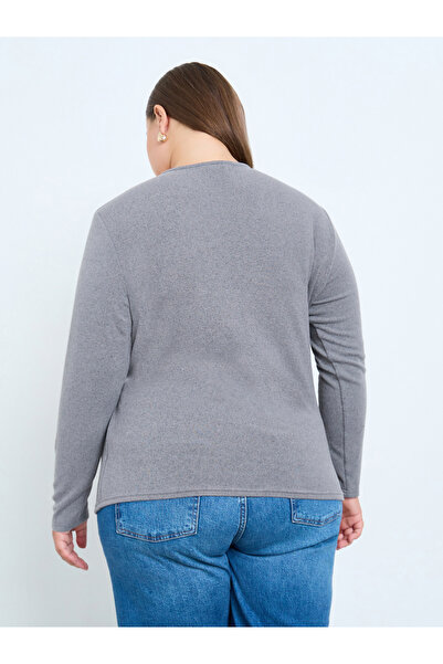 Styli Plus Size Grey Knit Wrap Top