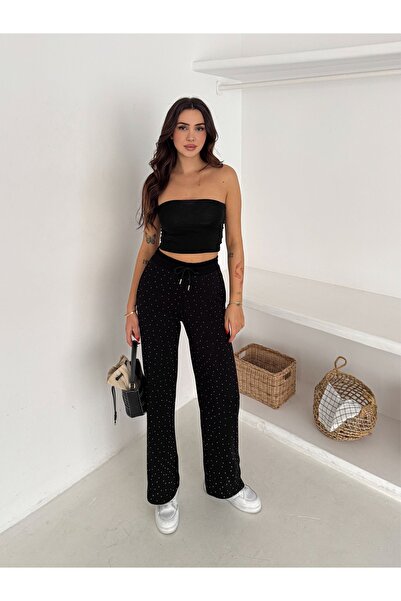 TheyYou cu pietre aplicate Pantaloni confortabili croială cu talie elastică /...