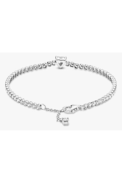 Pandora Bratara tenis stralucitoare cu inimioara Zirconiu din Argint 925 - 18cm