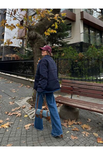 Arzu akbaba    Jeans Detailed Snap Jacket - Navy Blue