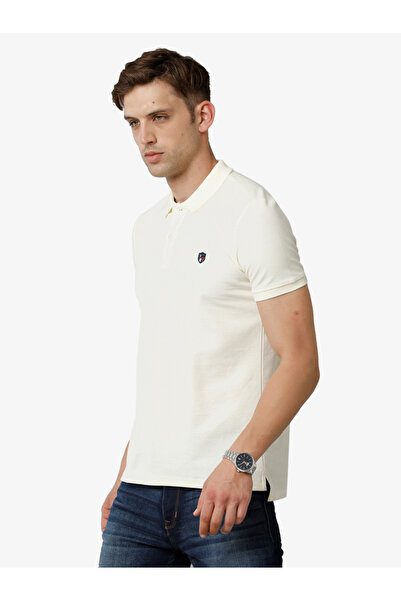 FERVORO By Styli Men Off White Plain Cotton Polo
