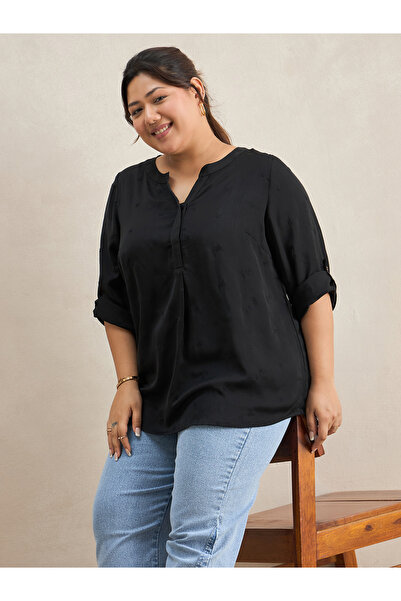 Femmella By Styli Plus Size Black High Low Hem Tunic Top
