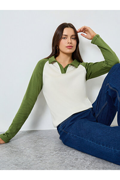 Styli Color Block Raglan Sleeve Polo T-Shirt