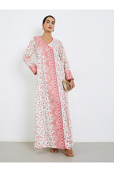 Maxim Creation By Styli Threadwork Embroidery V Neck Jalabiya