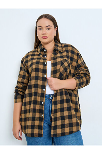 Styli Plus Size Plaid Flannel Oversized Shirt