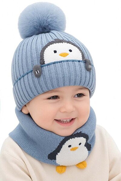 SARAOONT 2 Piece Cartoon Penguin Knitted Winter Hat and Scarf for Babies and ...