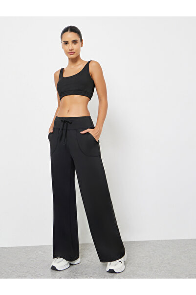 Styli Blac Broad Waist Tie Loose Straight Pants