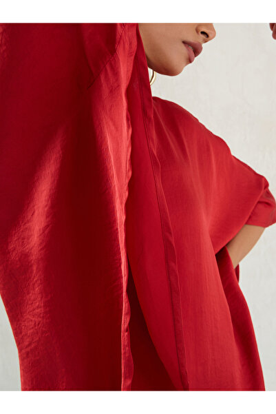 Femmella By Styli Red Satin Oversized Top