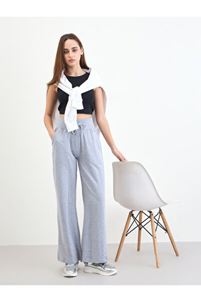 Styli Grey Wide leg Joggers with Drawstring