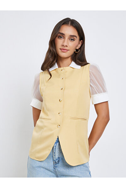 Styli Yellow Sleeveless Button-Down Waistcoat