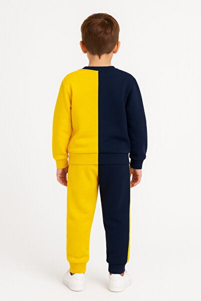 Aselin Kids Unisex Fan Colorful Children's Tracksuit Set (3-11 Years) – Navy Blue Yellow