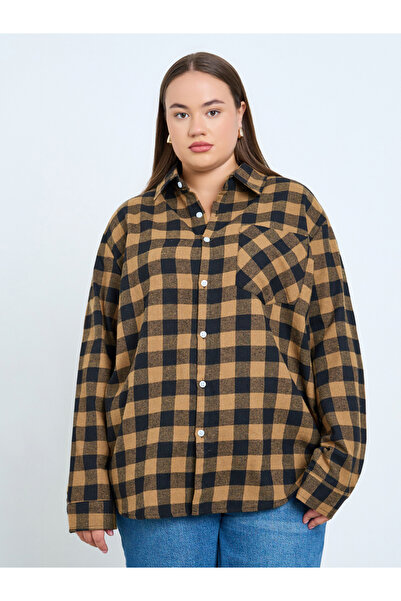 Styli Plus Size Plaid Flannel Oversized Shirt