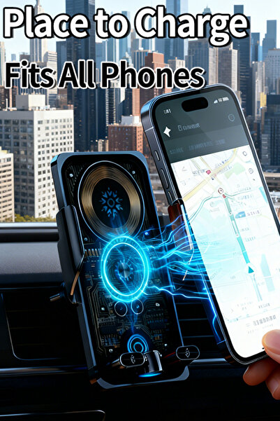 OEM Car Phone Mount with 15W Fast Wireless Charging, Universal Auto-Lock, for City Commuting