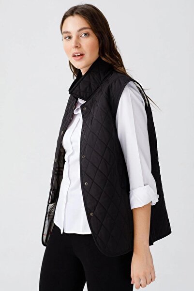 Nazen Giyim Quilted Black Women's Vest 21437-2K5
